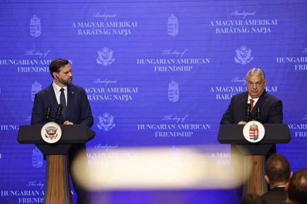 JD Vance and Viktor Orban in Budapest BUDAPEST, HUNGARY - APRIL 7: U.S. Vice President JD Vance (L) and Hungarian Prime Minister Viktor Orban (R) hold a joint press conference on April 7, 2026 in Budapest, Hungary. Arpad Kurucz Anadolu Budapest Hungary. Editorial use only. Please get in touch for any other usage.  Copyright: x2026xAnadoluxArpadxKuruczx