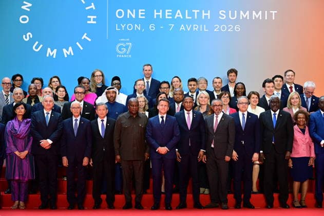Speech by E Macron President of the French Republic , on the occasion of the opening session of the One Health Summit at the Cité Internationale de Lyon, on April 7, 2026 The French Head of State met with T A Ghebreyesus, Director-General of the World Health Organization From April 5 to 7, the city of Lyon, the French capital of health, will host the ninth One Planet Summit, dedicated to the One Health approach, which takes into account the interdependence between human, animal and environmental health, and thus enables better prevention and treatment of diseases. The Summit will also be an opportunity to advance the reform of the global health system to make it more resilient, Romain Doucelin Bestimage Speech by E Macron President of th  Copyright: xRomainxDoucelinx xBestimagexRomainxDoucelinx xBestimagex