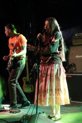 Tom Dowse and Florence Shaw from the band Dry Cleaning at a concert at Festsaal Kreuzberg in Berlin, April 7, 2026 Dry Cleaning concert Berlin