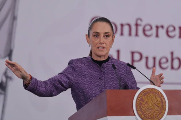 Mexico™s President Claudia Sheinbaum News Conference Mexico™s President Claudia Sheinbaum Pardo speaks about the plan to advance energy sovereignty and the decision to develop natural gas, during a news conference at the National palace. on April 8, 2026 in Mexico City, Mexico. (Photo by Carlos Santiago Eyepix Group) Copyright: xCarlosxSantiagox xEyepixxGroupx CS_08042026_180244