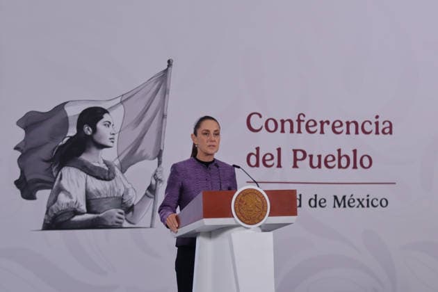 Mexico™s President Claudia Sheinbaum News Conference Mexico™s President Claudia Sheinbaum Pardo speaks about the plan to advance energy sovereignty and the decision to develop natural gas, during a news conference at the National palace. on April 8, 2026 in Mexico City, Mexico. (Photo by Carlos Santiago Eyepix Group) Copyright: xCarlosxSantiagox xEyepixxGroupx CS_08042026_180248