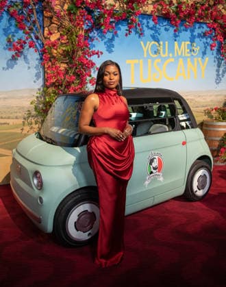 Aziza Scott arrives on the red carpet at the premiere of You, Me & Tuscany at Jazz at Lincoln Center on Wednesday, April 8, 2026 in New York City.  NYP20260408508 SERENAxXUxNING