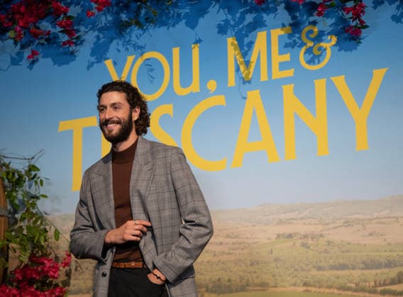 Lorenzo de Moor arrives on the red carpet at the premiere of You, Me & Tuscany at Jazz at Lincoln Center on Wednesday, April 8, 2026 in New York City.  NYP20260408511 SERENAxXUxNING