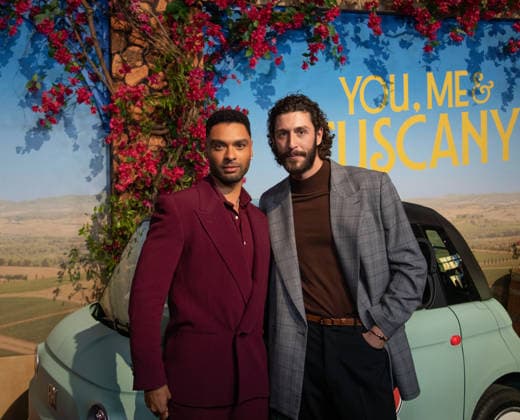 Regé-Jean Page and Lorenzo de Moor arrive on the red carpet at the premiere of You, Me & Tuscany at Jazz at Lincoln Center on Wednesday, April 8, 2026 in New York City.  NYP20260408524 SERENAxXUxNING