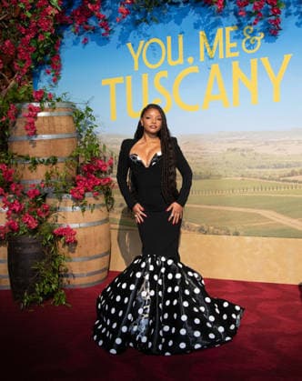 Halle Bailey arrives on the red carpet at the premiere of You, Me & Tuscany at Jazz at Lincoln Center on Wednesday, April 8, 2026 in New York City.  NYP20260408526 SERENAxXUxNING
