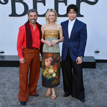 Cast members Oscar Isaac, Carey Mulligan and Charles Melton (L-R) attend Netflix s dark comedy TV series Beef at the Egyptian Theatre in the Hollywood section of Los Angeles on Wednesday, April 9, 2026. Storyline: Road rage ensues after a parking-lot incident, resulting in a bitter feud between the two antagonists. The vendetta between them and the lengths they ll go to in order to wreak revenge on each other spirals out of control, jeopardizing everything and everyone in their lives.  LAP2026040908 JIMxRUYMEN