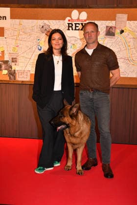 Friederike Gallery and Maximilian Brückner Commissioner Rex Photocall Astor Lounge Munich 08 April 2026