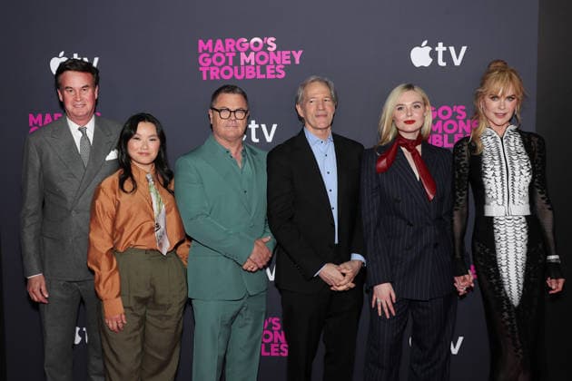 Global Premiere of the upcoming Apple TV series Margo™s Got Money Troubles at the Regal Union Square. The series debuts globally on Apple TV on Wednesday April 15, 2026 Featuring: (L-R) Zack Van Amburg (Apple TV s Co-Head of Worldwide Video Programming ), Thaddea Graham, Nick Offerman, David E. Kelley (Creator, Exec Producer, writer), Elle Fanning and Nicole Kidman Where: New York, New York, United States When: 08 Apr 2026 Credit: Marion Curtis StarPix for Apple TV INSTARimages EDITORIAL USE ONLY. NOT FOR USE BY NEWSPAPERS BASED IN THE UK. Copyright: xx instar55605835
