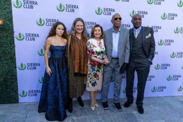 April 8, 2026, Los Angeles, California, USA: American, Gen Z eco-activist SAGE LENIER, 25; Executive Director of Sierra Club LAUREN BLACKFORD; Movie Star MORGAN FREEMAN, 88, and Former Speaker of the House NANCY PELOSI, 86, and Sinnerâ€⠢s Actor DELROY LINDO, pose together on the Red Carpet at the Skirball Cultural Center in Los Angeles, California before the Sierra Club Trailblazerâ€⠢s Ball. LENIER will receive the Sierraâ€⠢s Clubâ€⠢s Trail Blazer Award, PELOSI the Lifetime Achievement Award and FREEMAN the Visionary Award. Los Angeles USA - ZUMAk144 20260408_znp_k144_038 Copyright: xAmyxKatzx
