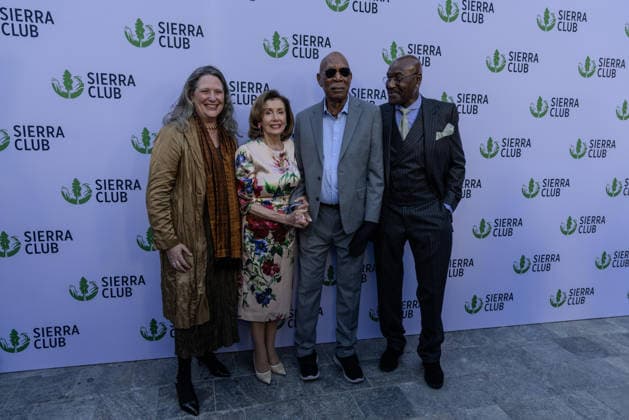 April 8, 2026, Los Angeles, California, USA: American Executive Director of Sierra Club LAUREN BLACKFORD; Movie Star MORGAN FREEMAN, 88, and Former Speaker of the House NANCY PELOSI, 86, and Sinnerâ€⠢s Actor DELROY LINDO, pose together on the Red Carpet at the Skirball Cultural Center in Los Angeles, California before the Sierra Club Trailblazerâ€⠢s Ball. LENIER will receive the Sierraâ€⠢s Clubâ€⠢s Trail Blazer Award, PELOSI the Lifetime Achievement Award and FREEMAN the Visionary Award. Los Angeles USA - ZUMAk144 20260408_znp_k144_033 Copyright: xAmyxKatzx