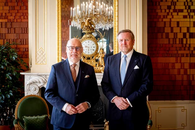 09-04-2026 HtB King Willem-Alexander during a meetiing with President Alar Karis of Estonia at palace Huis ten Bosch in The Hague. Â  Copyright: xPPEx