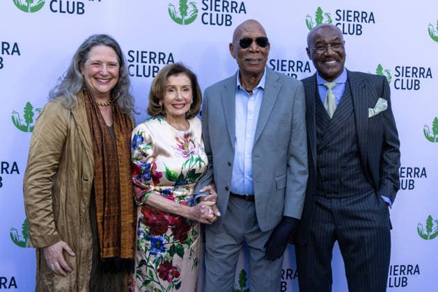 April 8, 2026, Los Angeles, California, USA: American Executive Director of Sierra Club LAUREN BLACKFORD; Movie Star MORGAN FREEMAN, 88, and Former Speaker of the House NANCY PELOSI, 86, and Sinnerâ€⠢s Actor DELROY LINDO, pose together on the Red Carpet at the Skirball Cultural Center in Los Angeles, California before the Sierra Club Trailblazerâ€⠢s Ball. LENIER will receive the Sierraâ€⠢s Clubâ€⠢s Trail Blazer Award, PELOSI the Lifetime Achievement Award and FREEMAN the Visionary Award. Los Angeles USA - ZUMAk144 20260408_znp_k144_034 Copyright: xAmyxKatzx