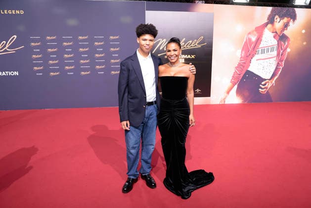 Nia Long and her son Kez at the Michael movie premiere on 11 04 2026 in Berlin Michael movie premiere in Berlin