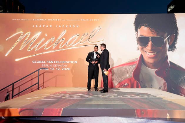 Jermaine Jackson and Steven Gaetjen at the Michael movie premiere on 11 04 2026 in Berlin Michael movie premiere in Berlin