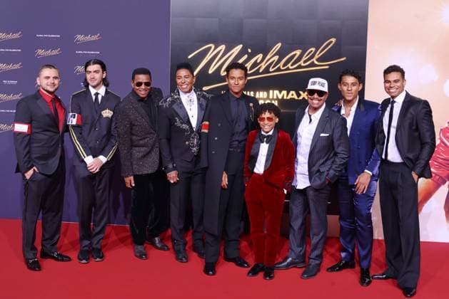 Michael Bigi Jackson, Prince Michael Jackson, Jackie Jackson, Jermaine Jackson, Marlon Jackson, Juliano Valdi, Michael movie premiere at Uber Platz Berlin Date 10 04 2026 Copyright: xEventpress Kratschx