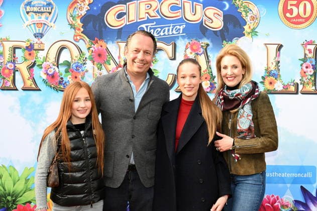 Heinrich Philipp Becker, Managing Partner of Privatbrauerei Gaffel, and his family attend the Cologne premiere of Circus Roncalli
