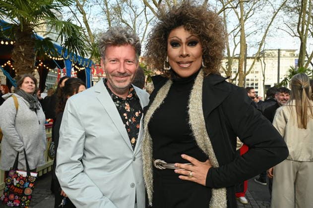 Presenter Thorsten Schorn and drag queen Catherrine Leclery attend the Cologne premiere of Circus Roncalli