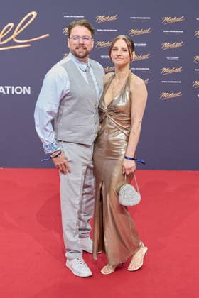 Felix von Jascheroff with wife Alexandra Sophie Winterberg International premiere Global Fan Celebration of Michael at the Uber Eats Music Hall in Berlin on 10 04 2026 Cinema premiere Michael