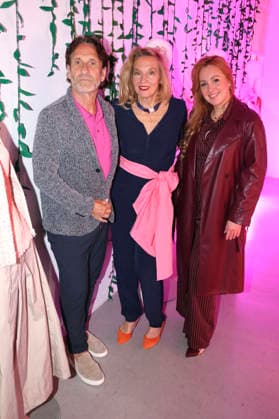 Falk Willy Wild, Anja Gockel and Kiki la Bise at the Anja Gockel Fashion Show Fresh for the senses in the Paris 44 showroom by Anja Gockel Berlin, 10 04 2026 Foto:xAgenturxWehnertx xduxVinagex xFuturexImagex gockel_6402