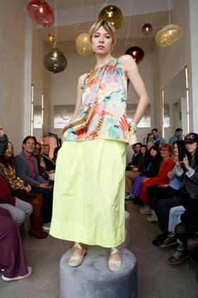 Anna Okuneva at the Anja Gockel Fashion Show Fresh for the senses in the Paris 44 showroom by Anja Gockel Berlin, 10 04 2026 Foto:xAgenturxWehnertx xduxVinagex xFuturexImagex gockel_6419