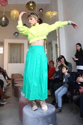 Anna Okuneva at the Anja Gockel Fashion Show Fresh for the senses in the Paris 44 showroom by Anja Gockel Berlin, 10 04 2026 Foto:xAgenturxWehnertx xduxVinagex xFuturexImagex gockel_6433