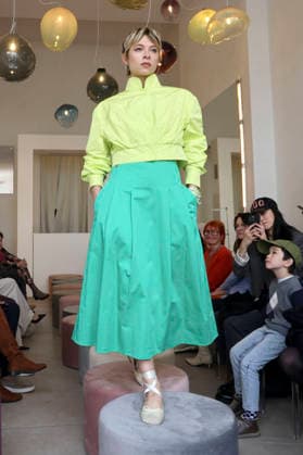 Anna Okuneva at the Anja Gockel Fashion Show Fresh for the senses in the Paris 44 showroom by Anja Gockel Berlin, 10 04 2026 Foto:xAgenturxWehnertx xduxVinagex xFuturexImagex gockel_6435
