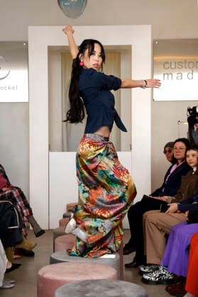 Miho Shiratori at the Anja Gockel Fashion Show Fresh for the senses in the Paris 44 showroom by Anja Gockel Berlin, 10 04 2026 Foto:xAgenturxWehnertx xduxVinagex xFuturexImagex gockel_6461