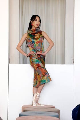 Miho Shiratori at the Anja Gockel Fashion Show Fresh for the senses in the Paris 44 showroom by Anja Gockel Berlin, 10 04 2026 Foto:xAgenturxWehnertx xduxVinagex xFuturexImagex gockel_6468