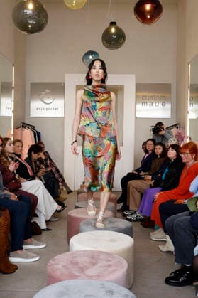 Miho Shiratori at the Anja Gockel Fashion Show Fresh for the senses in the Paris 44 showroom by Anja Gockel Berlin, 10 04 2026 Foto:xAgenturxWehnertx xduxVinagex xFuturexImagex gockel_6470