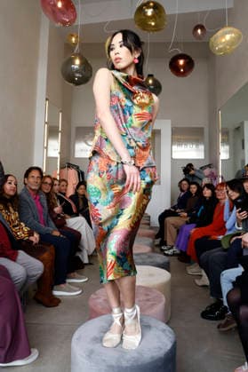 Miho Shiratori at the Anja Gockel Fashion Show Fresh for the senses in the Paris 44 showroom by Anja Gockel Berlin, 10 04 2026 Foto:xAgenturxWehnertx xduxVinagex xFuturexImagex gockel_6473