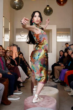 Miho Shiratori at the Anja Gockel Fashion Show Fresh for the senses in the Paris 44 showroom by Anja Gockel Berlin, 10 04 2026 Foto:xAgenturxWehnertx xduxVinagex xFuturexImagex gockel_6474
