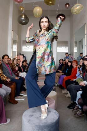 Lia Kemendi at the Anja Gockel Fashion Show Fresh for the senses in the Paris 44 showroom by Anja Gockel Berlin, 10 04 2026 Foto:xAgenturxWehnertx xduxVinagex xFuturexImagex gockel_6491