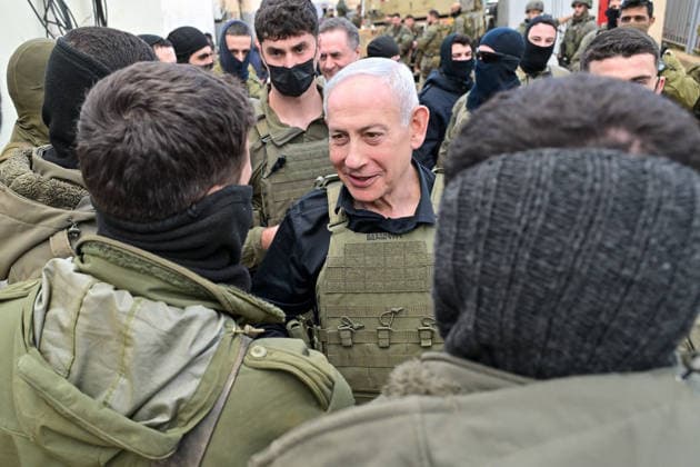 April 12, 2026, Southern Lebanon, Lebanon: Israeli Prime Minister BENJAMIN NETANYAHU Visits troops in Southern Lebanon with Defense Minister Katz, IDF Chief of Staff Lt. Gen. Zamir and Head of Northern Command Maj. Gen. Milo. Southern Lebanon Lebanon - ZUMAi99_ 20260412_zip_i99_001 Copyright: xKobixGideon IsraelxGpox