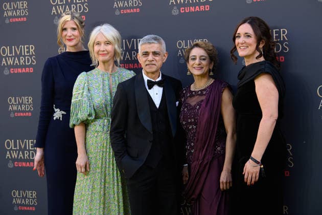 The Olivier Awards 2026 Arrivals at Royal Albert Hall, London, UK (L-R) Claire Walker -Co-CEO of the Society of London Theatre and UK Theatre, Justine Simons - Deputy Mayor for Culture and the Creative Industries, Sadiq Khan - Mayor of London, Saadiya Khan, Hannah Essex - Co-CEO of the Society of London Theatre and UK Theatre attends The Olivier Awards 2026 at Royal Albert Hall, London, England, UK on Sunday 12 April, 2026., Credit:Justin Ng Avalon UK, England, London, Royal Albert Hall  Copyright: xJustinxNgx xAvalonx 1090512610