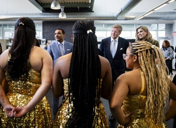 PHILADELPHIA - King Willem-Alexander and Queen Maxima are visiting the Kensington Creative & Performing Arts High School in Fishtown, a developing neighborhood where American and Dutch art and architecture are visible. The visit was part of a three-day working visit to Philadelphia, Washington D.C., and Miami in the United States (US). REMKO DE WAAL ANP netherlands out - belgium out  Copyright: xx x555732308x originalFilename: 555732308.jpg