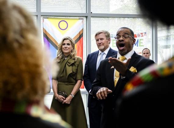 PHILADELPHIA - King Willem-Alexander and Queen Maxima are visiting the Kensington Creative & Performing Arts High School in Fishtown, a developing neighborhood where American and Dutch art and architecture are visible. The visit was part of a three-day working visit to Philadelphia, Washington D.C., and Miami in the United States (US). REMKO DE WAAL ANP netherlands out - belgium out  Copyright: xx x555732315x originalFilename: 555732315.jpg