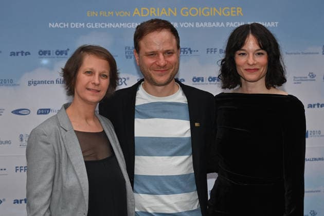 from left Barbara Pachl Eberhart Author , Adrian GOIGINGER Filmmaker Valerie Pachner Actress , Pemiere of VIER MINUS DREI on 13 03420226 in Munich Red Carpet,Red Carpet