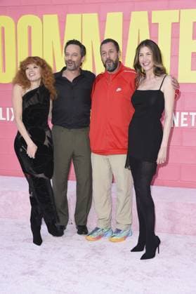 Natasha Lyonne, Nick Kroll, Adam Sandler, Jackie Sandler at arrivals for ROOMMATES Premiere, The Egyptian Theatre Hollywood, Los Angeles, CA, April 13, 2026. Photo By: Elizabeth Goodenough Everett Collection ROOMMATES Premiere PUBLICATIONXNOTxINxCANxCHNxFRAxITAxJPNxNORxPOLxRUSxESPxUKxUSA