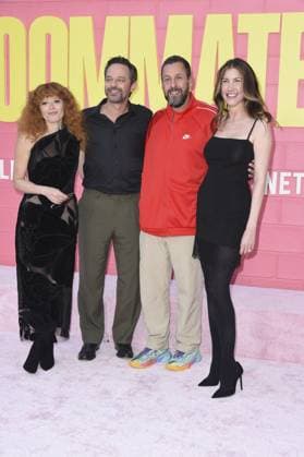 Natasha Lyonne, Nick Kroll, Adam Sandler, Jackie Sandler at arrivals for ROOMMATES Premiere, The Egyptian Theatre Hollywood, Los Angeles, CA, April 13, 2026. Photo By: Elizabeth Goodenough Everett Collection ROOMMATES Premiere PUBLICATIONXNOTxINxCANxCHNxFRAxITAxJPNxNORxPOLxRUSxESPxUKxUSA
