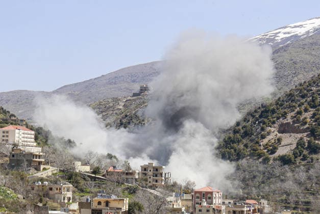 Smoke rises after airstrike in southern Lebanon NABATIEH, LEBANON - APRIL 14: Smoke rises from targeted areas in the town of Shebaa in Lebanon’s Nabatieh province following an airstrike, on April 14, 2026. Ramiz Dallah Anadolu Nabatieh Lebanon. Editorial use only. Please get in touch for any other usage.  Copyright: x2026xAnadoluxRamizxDallahx