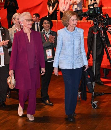 Royals At 37th Global Conference of Alzheimer Disease International - Lyon Princess Muna Al Hussein, Queen Sofía of Spain attending the 37th Global Conference of Alzheimer’s Disease International (ADI) in Lyon, France on April 14, 2026. Photo by Julien Reynaud APS-Medias ABACAPRESS.COM Lyon France  Copyright: xReynaudxJulien APS-Medias ABACAx