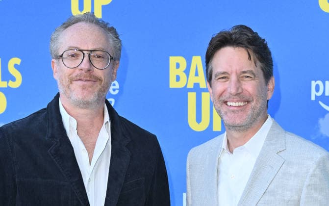 Amazon MGM Studios™s ˜Balls Up™ Premiere Paul Wernick and Rhett Reese arriving at Amazon MGM Studios™s Balls Up? premiere held at the Harmony Gold Theatre on April 14, 2026 in Los Angeles, CA. Los Angeles Harmony Gold Theatre California USA Copyright: xLeexWattx xAFF-USA.COMx