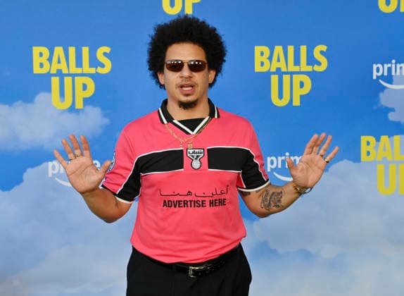 Cast member Eric Andre attends the premiere of the motion picture sports comedy Balls Up at the Harmony Gold Theater in Los Angeles on Tuesday, April 14, 2026. Storyline: Two marketers pitch a bold new condom World Cup sponsorship. After a booze-fueled scandal, they must outrun chaos to survive.  LAP2026041414 JIMxRUYMEN