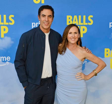 Cast members Sasha Baron Cohen (L) and Molly Shannon attend the premiere of the motion picture sports comedy Balls Up at the Harmony Gold Theater in Los Angeles on Tuesday, April 14, 2026. Storyline: Two marketers pitch a bold new condom World Cup sponsorship. After a booze-fueled scandal, they must outrun chaos to survive.  LAP2026041415 JIMxRUYMEN