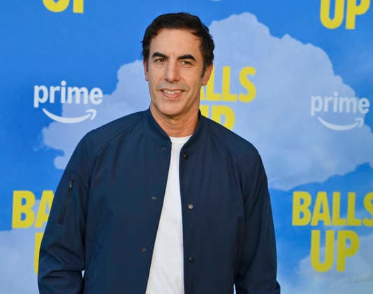 Cast member Sasha Baron Cohen attends the premiere of the motion picture sports comedy Balls Up at the Harmony Gold Theater in Los Angeles on Tuesday, April 14, 2026. Storyline: Two marketers pitch a bold new condom World Cup sponsorship. After a booze-fueled scandal, they must outrun chaos to survive.  LAP2026041425 JIMxRUYMEN
