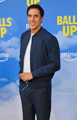 Cast member Sasha Baron Cohen attends the premiere of the motion picture sports comedy Balls Up at the Harmony Gold Theater in Los Angeles on Tuesday, April 14, 2026. Storyline: Two marketers pitch a bold new condom World Cup sponsorship. After a booze-fueled scandal, they must outrun chaos to survive.  LAP2026041426 JIMxRUYMEN
