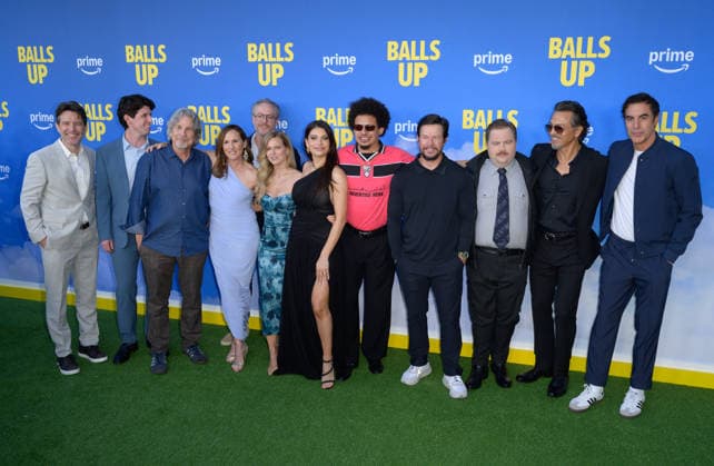Balls Up Premiere - Los Angeles, USA LOS ANGELES, USA. April 14, 2026: Rhett Reese, Andrew Muscato, Peter Farrelly, Eric Andre, Molly Shannon, Paul Wenick, Chelsey Crisp, Eva De Dominici, Mark Wahlberg, Paul Walter Hauser, Benjamin Bratt & Sacha Baron Cohen at the premiere for Balls Up at the Harmony Gold Theatre. Los Angeles CA USA Copyright: xPaulxSmith Featureflashx