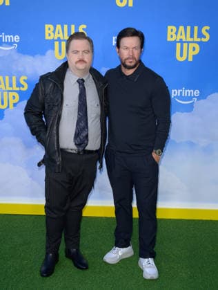 Balls Up Premiere - Los Angeles, USA LOS ANGELES, USA. April 14, 2026: Paul Walter Hauser & Mark Wahlberg at the premiere for Balls Up at the Harmony Gold Theatre. Los Angeles CA USA  Copyright: xPaulxSmith Featureflashx
