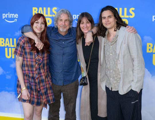 Balls Up Premiere - Los Angeles, USA LOS ANGELES, USA. April 14, 2026: Apple Farrelly, Peter Farrelly, Melinda Kocsis & Jesse Farrelly at the premiere for Balls Up at the Harmony Gold Theatre. Los Angeles CA USA  Copyright: xPaulxSmith Featureflashx