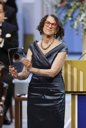 Japan Prize award ceremony Cynthia Dwork, professor of computer science at Harvard University, poses for a photo during an award ceremony in Tokyo on April 14, 2026, after winning the Japan Prize for helping build an ethical digital society. The Japan Prize is awarded annually to scientists and engineers from around the world who have made significant contributions to the advancement of science and technology.  A14AA0005459762P